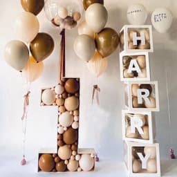 Hộp số tuổi fomex trang trí sinh nhật kèm bóng bay theo tone màu 80cm có đèn led siêu xinh cho bé trai và bé gái 6