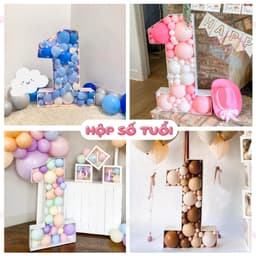 Hộp số tuổi fomex trang trí sinh nhật kèm bóng bay theo tone màu 80cm có đèn led siêu xinh cho bé trai và bé gái 1