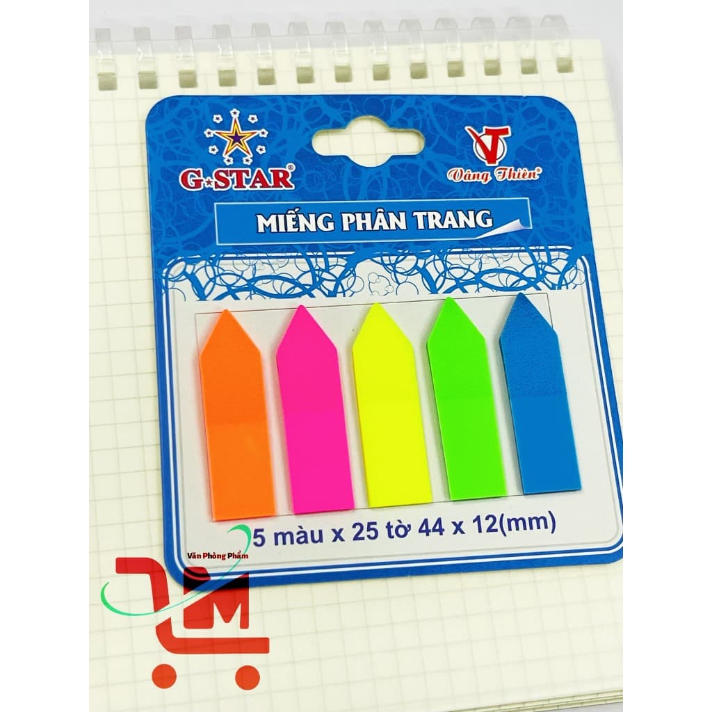 [1 Tá] 12 Xấp Miếng Phân Trang Sách Vở G-STAR 5 Màu / Miếng Phân Trang 5 Màu / 1 Xấp 25 Tờ 5 Màu Dạ Quang Nổi Bật