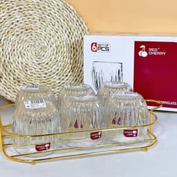 Bộ 6 Cốc Thuỷ Tinh Lượn Sóng Ly Uống Nước Chất Liệu Thủy Tinh Chịu Nhiệt Dung Tích 280ml_MC1 5
