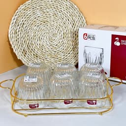Bộ 6 Cốc Thuỷ Tinh Lượn Sóng Ly Uống Nước Chất Liệu Thủy Tinh Chịu Nhiệt Dung Tích 280ml_MC1 8