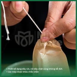 100 túi lọc trà, cà phê, thảo dược, thực phẩm chất liệu giấy màu nâu, dây rút dùng 1 lần an toàn thực phẩm Mixmore 4