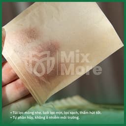 100 túi lọc trà, cà phê, thảo dược, thực phẩm chất liệu giấy màu nâu, dây rút dùng 1 lần an toàn thực phẩm Mixmore 3
