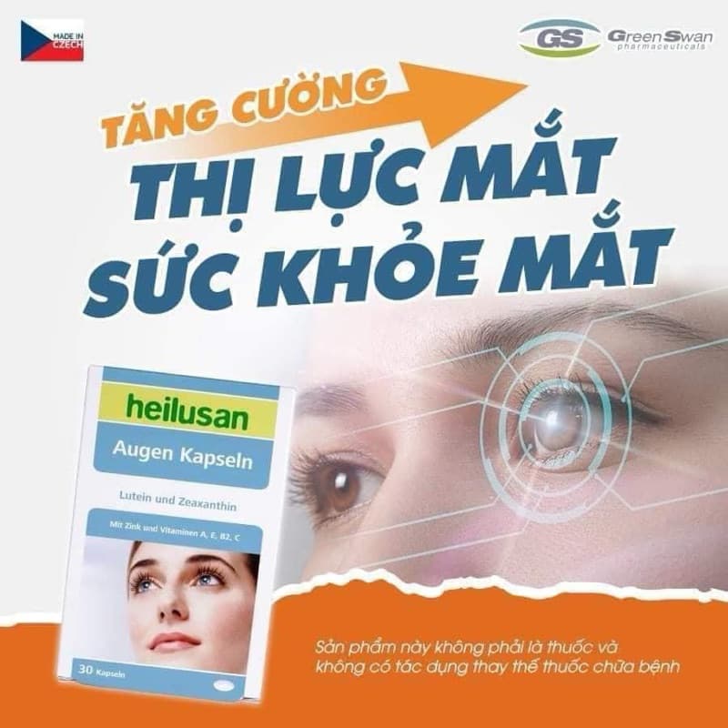 Viên Uống Bổ Mắt Heilusan Augen Kapeln Bổ Sung Dưỡng Chất Cho Mắt,Giảm Mỏi,Khô Nhức Mắt.Hộp 30 viên
