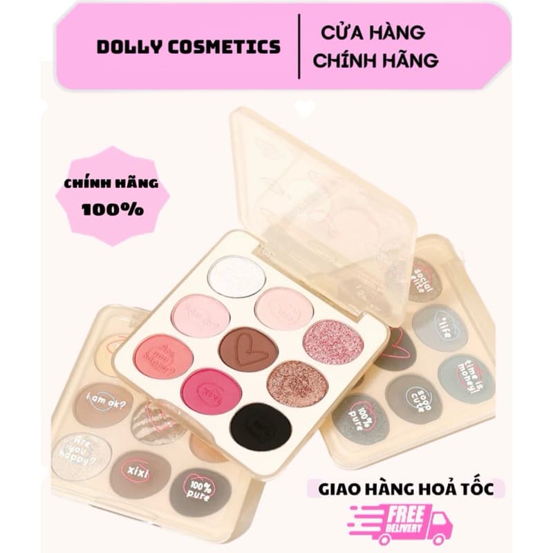 [XIXI] Bảng Phấn Mắt XIXI 9 ô Trang Điểm Làm Sáng Tự Nhiên Màu Lì Lâu Trôi Chống Thấm Nước
