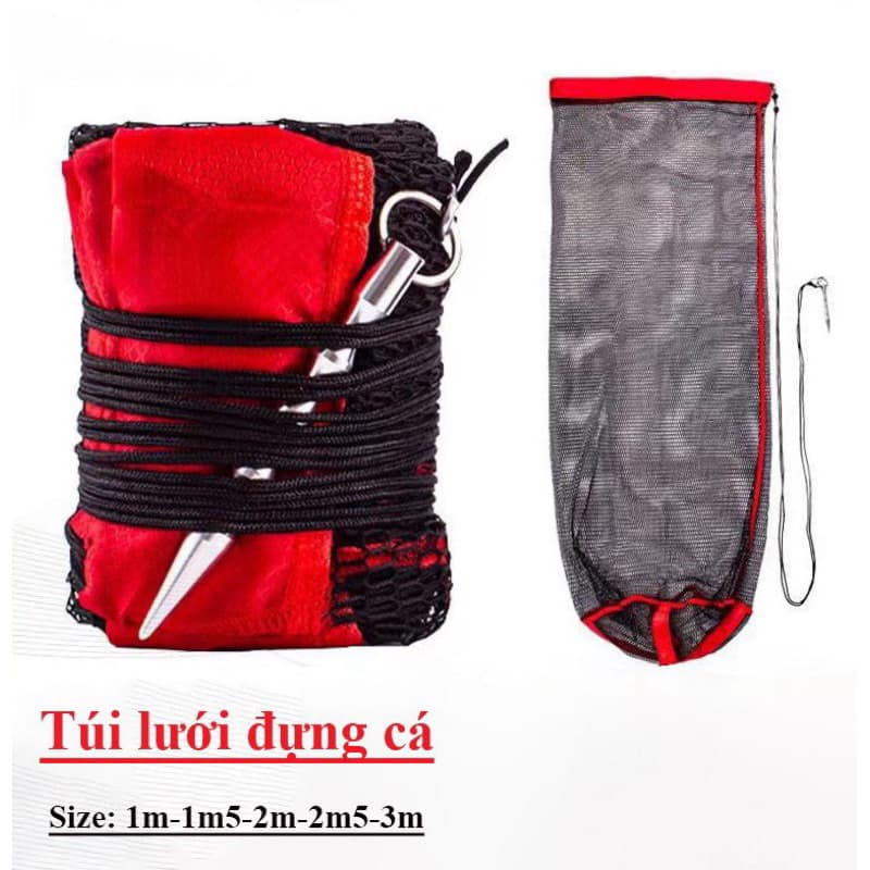 Túi lưới đựng cá màu đen rộng 55cm dài 1m, 1m5, 2m, 2m5, 3m giá rẻ