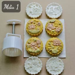 Khuôn trung thu lò xo mẫu mới 2024 cho bánh 150gr/200gr - 4 mặt, 1 nhấn 1