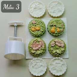 Khuôn trung thu lò xo mẫu mới 2024 cho bánh 150gr/200gr - 4 mặt, 1 nhấn 3