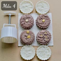 Khuôn trung thu lò xo mẫu mới 2024 cho bánh 150gr/200gr - 4 mặt, 1 nhấn 4
