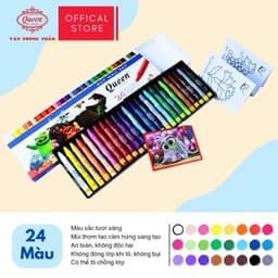 Bút Sáp Màu Queen 12/18/24 Màu Cho Bé | Tô Mượt Đều Màu Ít Bụi | An Toàn Chuẩn Mỹ & EU Cho Bé! 5