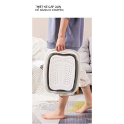 Chậu ngâm chân gấp gọn có hạt massage sức khỏe tại nhà xô ngâm chân cách nhiệt có giá đỡ điện thoại có nắp. 9