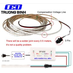 ĐÈN LED COB FULL MÀU 2.7MM 2020 WS2812B ARGB NEOPIXEL 160LED/MÉT DÂY 1 MÉT ĐIỆN ÁP 5V 7