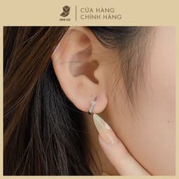 Bông Tai Nữ Khoen Tròn NHÀ CÚ Hình Nơ Đính Đá Zicron Cz 5A Màu Bạc Dễ Thương 18500 1