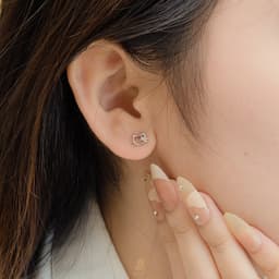 Bông Tai Nữ Cây Xỏ Bạc 925 NHÀ CÚ Hình Mèo Kitty Đính Đá Zicron Cz 5A Màu Bạc Dễ Thương 18507 4