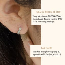 Bông Tai Nữ Khoen Tròn NHÀ CÚ Hình Nơ Đính Đá Zicron Cz 5A Màu Bạc Dễ Thương 18500 3