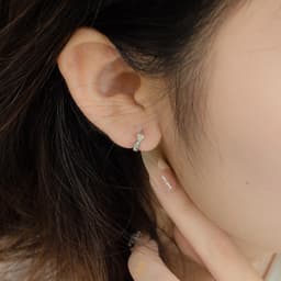 Bông Tai Nữ Khoen Tròn NHÀ CÚ Hình Nơ Đính Đá Zicron Cz 5A Màu Bạc Dễ Thương 18500 4