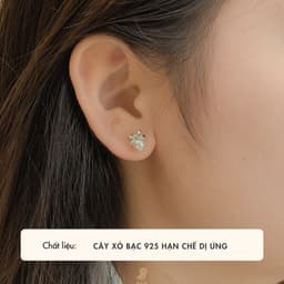 Bông Tai Nữ Cây Xỏ Bạc 925 NHÀ CÚ Hình Nơ Đính Ngọc Thanh Lịch 18504 2