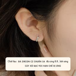 Bông Tai Nữ Khoen Tròn NHÀ CÚ Hình Nơ Đính Đá Zicron Cz 5A Màu Bạc Dễ Thương 18500 2