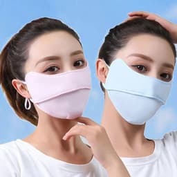 Khẩu Trang Vải Thun, Chống Nắng Dây Rút 2 Tầng và khẩu trang màu xanh (tròn)/  NOKA 5D Pro MASK (bịt 10 cái) 4