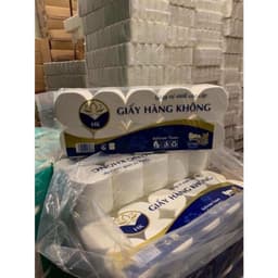 Giấy Hàng Không Xịn (Lốc 10 Cuộn) 1.4kg và Giấy Vệ Sinh Hàn Quốc Lucky Không Lõi (1 Lốc 6 Cuộn) . 5