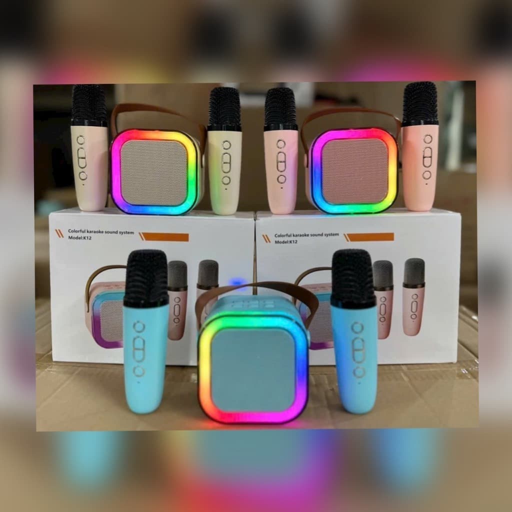 Loa Karaoke Mini K12 Kèm 2 Micro/ 1 Mic và Loa Bluetooth Mini Vuông DW12/ C20 Plus (kèm mic)