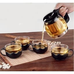 Bộ Bình Lọc Trà 4 Ly Thủy Tinh và Combo 4 Đế Lót Ly Tổ Ong Dẻo Tròn . 3