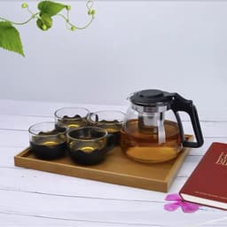 Bộ Bình Lọc Trà 4 Ly Thủy Tinh và Combo 4 Đế Lót Ly Tổ Ong Dẻo Tròn . 4