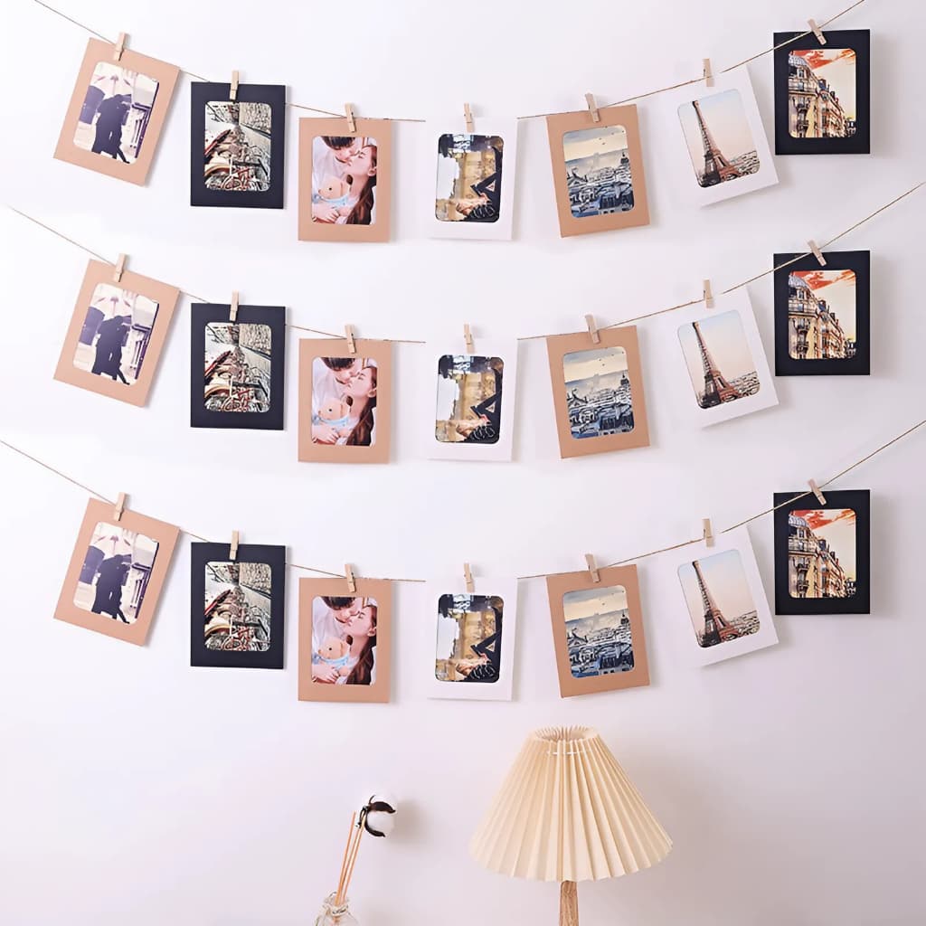 10 khung ảnh bằng giấy kiểu vintage có kẹp và dây