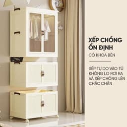 Tủ quần áo gấp gọn cho bé 2 cánh mờ 2 tầng/ 3 tầng/ 4 tầng . 4