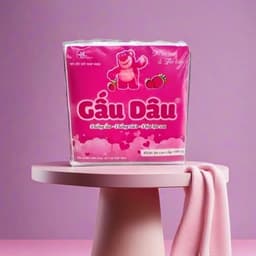 Gói Khăn Giấy Vuông Gấu Dâu Gói 100 Tờ 4