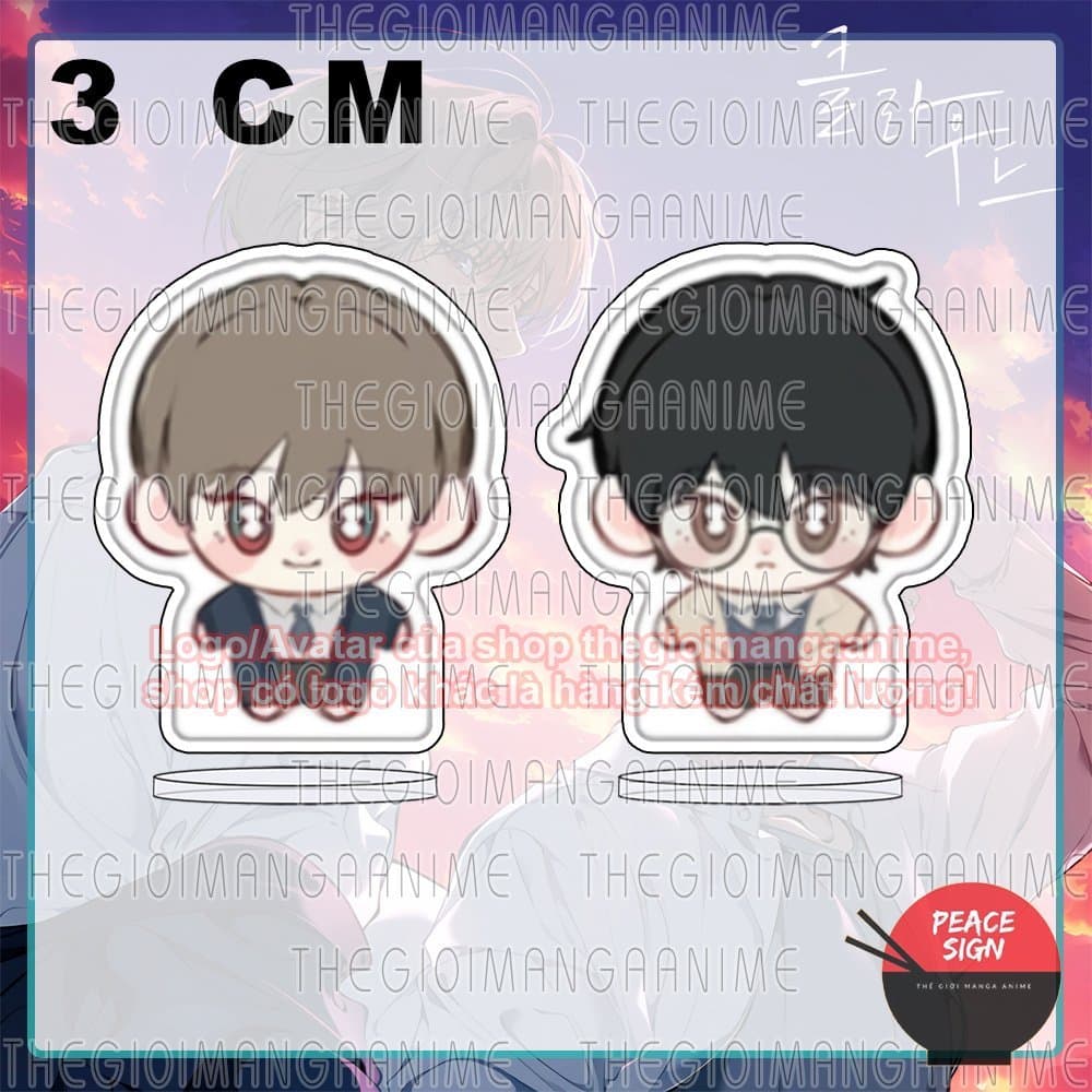 (mua 1 tặng 1) (3CM) Mô hình standee LẠC GIỮA NHỮNG TẦNG MÂY tượng Lost in the cloud boylove chibi mica trưng bày