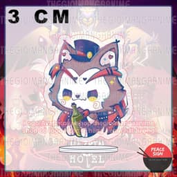 (mua 1 tặng 1) (3CM) Mô hình standee HAZBIN HOTEL ver NGỒI tượng chibi mica trưng bày 3