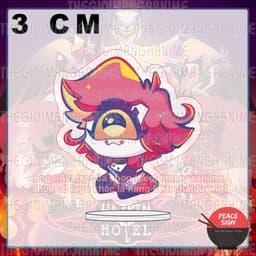 (mua 1 tặng 1) (3CM) Mô hình standee HAZBIN HOTEL ver NGỒI tượng chibi mica trưng bày 7