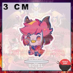 (mua 1 tặng 1) (3CM) Mô hình standee HAZBIN HOTEL ver NGỒI tượng chibi mica trưng bày 8