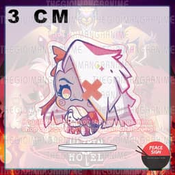 (mua 1 tặng 1) (3CM) Mô hình standee HAZBIN HOTEL ver NGỒI tượng chibi mica trưng bày 9