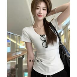 [Bản mới] Áo thun cotton cổ vuông ôm body Justdun A38 3