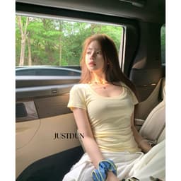 [Bản mới] Áo thun cotton cổ vuông ôm body Justdun A38 7