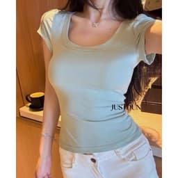 [Bản mới] Áo thun cotton cổ vuông ôm body Justdun A38 6