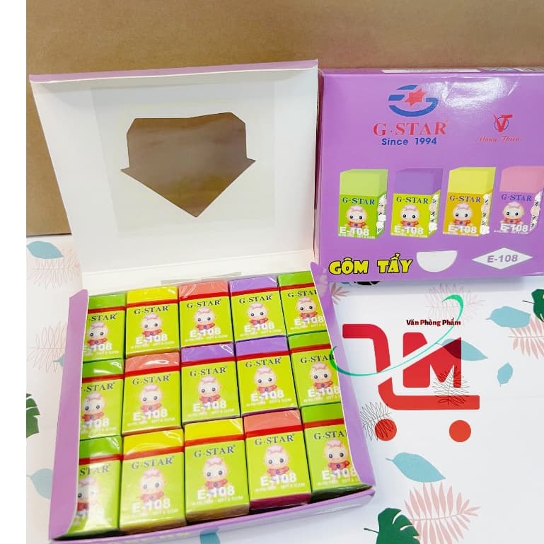 Hộp 30 Cái Gôm Tẩy Bút Chì Gstar E108 Nhiều Màu, Dễ Thương, Bôi Sạch, Êm, Gôm Bôi Bút Chì Giá Hợp Lý, Chất Lượng Tốt