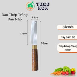 ( 4c ) Bộ Dao Thép Trắng Cán Gỗ Không Han Dỉ Sắc Bén An Toàn Dễ Vệ Sinh 7