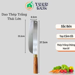 ( 4c ) Bộ Dao Thép Trắng Cán Gỗ Không Han Dỉ Sắc Bén An Toàn Dễ Vệ Sinh 5