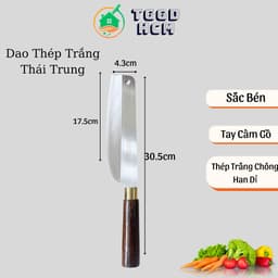 ( 4c ) Bộ Dao Thép Trắng Cán Gỗ Không Han Dỉ Sắc Bén An Toàn Dễ Vệ Sinh 6