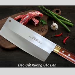 ( 4c ) Bộ Dao Thép Trắng Cán Gỗ Không Han Dỉ Sắc Bén An Toàn Dễ Vệ Sinh 3