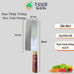 ( 4c ) Bộ Dao Thép Trắng Cán Gỗ Không Han Dỉ Sắc Bén An Toàn Dễ Vệ Sinh 4