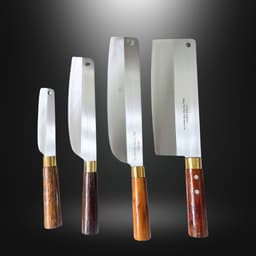 ( 4c ) Bộ Dao Thép Trắng Cán Gỗ Không Han Dỉ Sắc Bén An Toàn Dễ Vệ Sinh 2