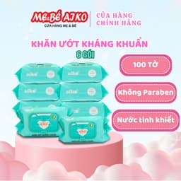 Bộ 6 Gói Khăn Ướt Aiko Kháng Khuẩn 100 tờ/Túi 3