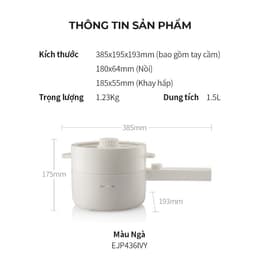 Nồi điện chống dính LocknLock 1.5L EJP436IVY 600W - Hàng chính hãng, Kèm khay hấp - JoyMall 5