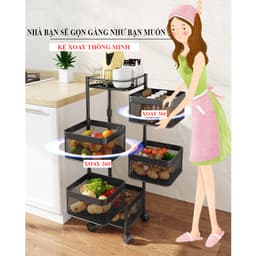 Kệ Để Đồ 3 4 5 Tầng Xoay Thông Minh, Kệ Bếp Để Rau Củ Quả Đồ Đạc Rổ Xoay 360 Độ Thép Không Gỉ MKS029 4