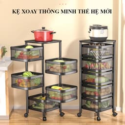 Kệ Để Đồ 3 4 5 Tầng Xoay Thông Minh, Kệ Bếp Để Rau Củ Quả Đồ Đạc Rổ Xoay 360 Độ Thép Không Gỉ MKS029 2
