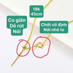 Dây chuyền 18 kara xuyên tâm chuyên dụng lõi 0,5mm, thiết kế thông minh, tiện lợi với chốt co rút và dễ dàng gắn charm. 4